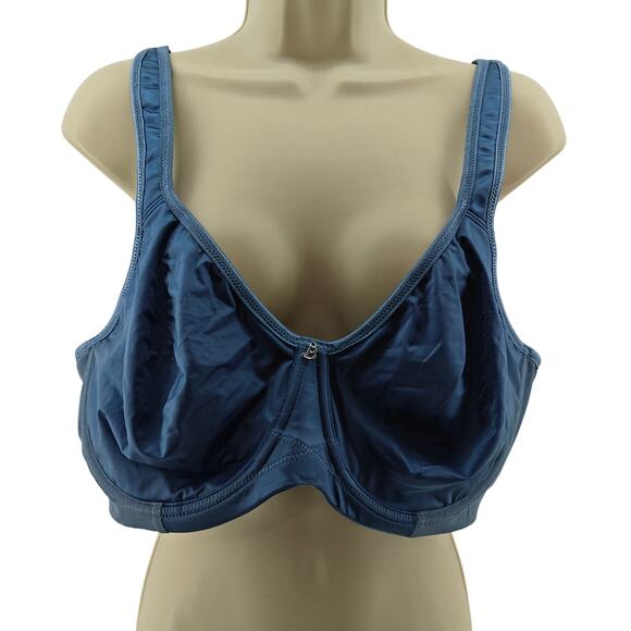 Breezies Signature Shine Unlined Underwire Support Bra Blue 46B - Picture 2 of 4
